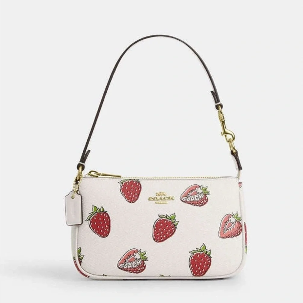 NWT Coach Nolita 19 With Strawberry Print CAL25 Chalk multi